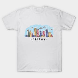 Dallas Watercolor Skyline T-Shirt